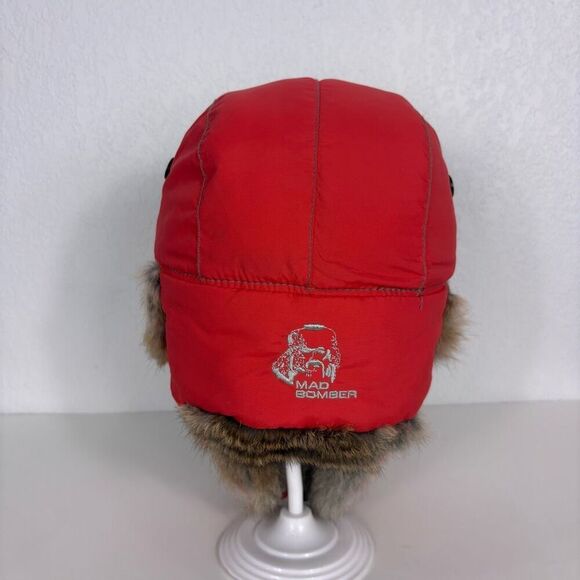 Mad Bomber Red Fur Lined Trapper Winter Hat One Size - Picture 3 of 7